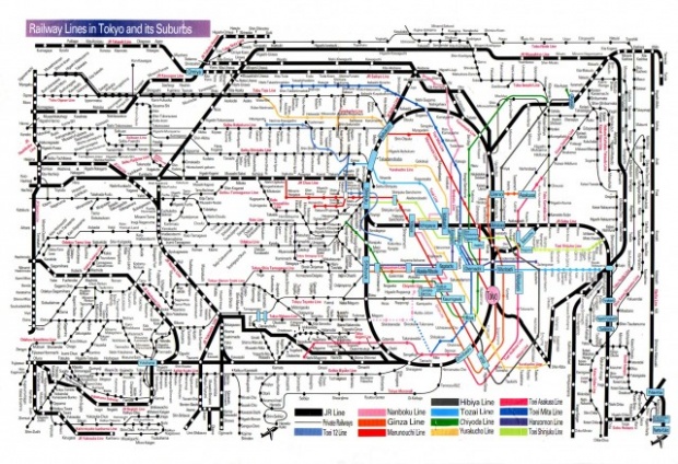 ตัวอย่างแผนที่รถไฟในโตเกียว